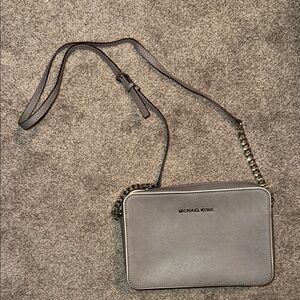 Michael Kors Gray Crossbody Bag with Silver Hardware